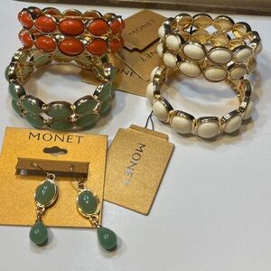 NWT Four Monet Bracelet s And One Pair Of Matching Earrings